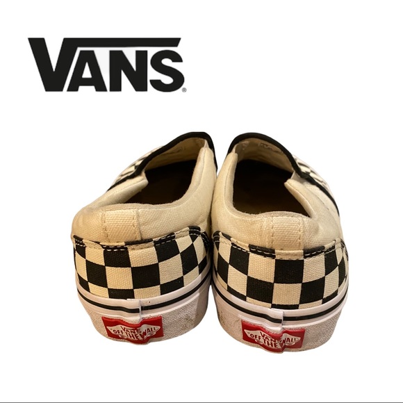 Vans Men's Asher Checker Checkerboard Off White / Black Sneakers 7.5 - Picture 5 of 7
